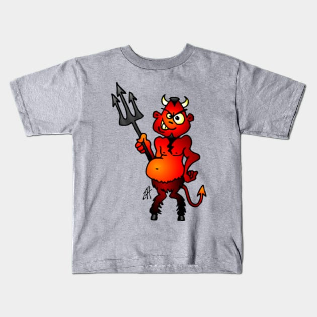 Fat red devil Kids T-Shirt by Cardvibes